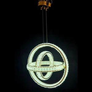 لوستر آویز مدرن حلقه‌های درهم‌تنیده کریستالی