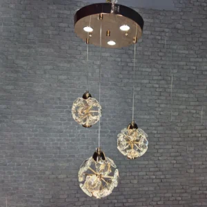 لوستر آویز مدرن کروی کریستالی سه تایی