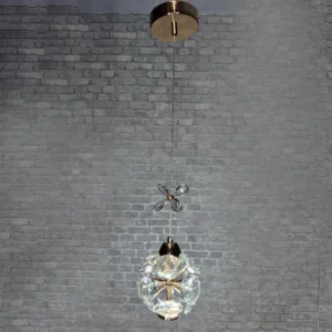 لوستر آویز مدرن تک‌شعله کروی کریستالی