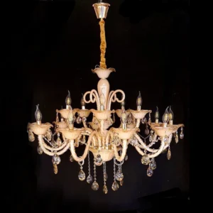 لوستر اشرافی کریستالی طلایی شاخه منحنی