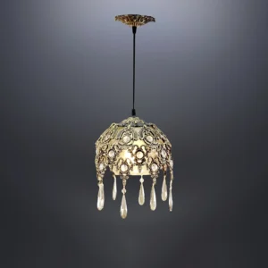 لوستر کریستالی آویزی طلایی بلند