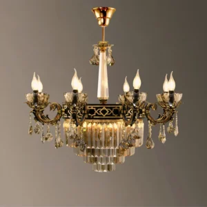 لوستر کلاسیک رنگ برنز انتیک حباب مات