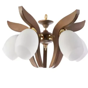 لوستر 4 شاخه چوبی لاله ای