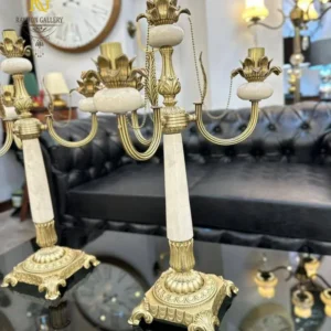 ست آباژور برنزی 4 شاخه سفید