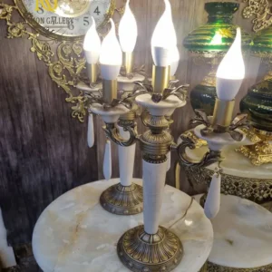 ست شمعدان برنزی 3 شاخه سفید