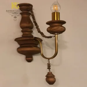 دیوارکوب تک شعله چوبی
