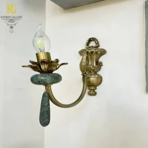 دیوارکوب برنزی تک شاخه فیروزه ای