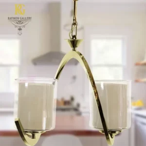لوستر دو گلسه فنری دو شعله