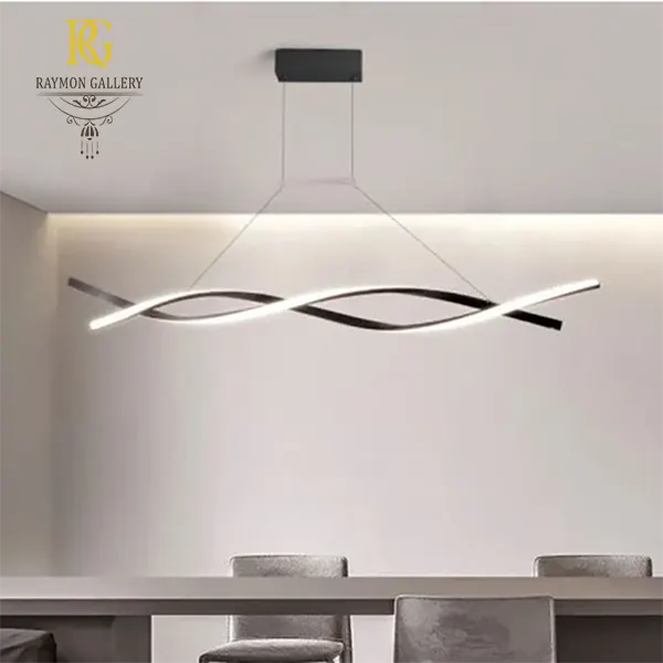 لوستر نواری مدرن رنگ مشکی پیچی